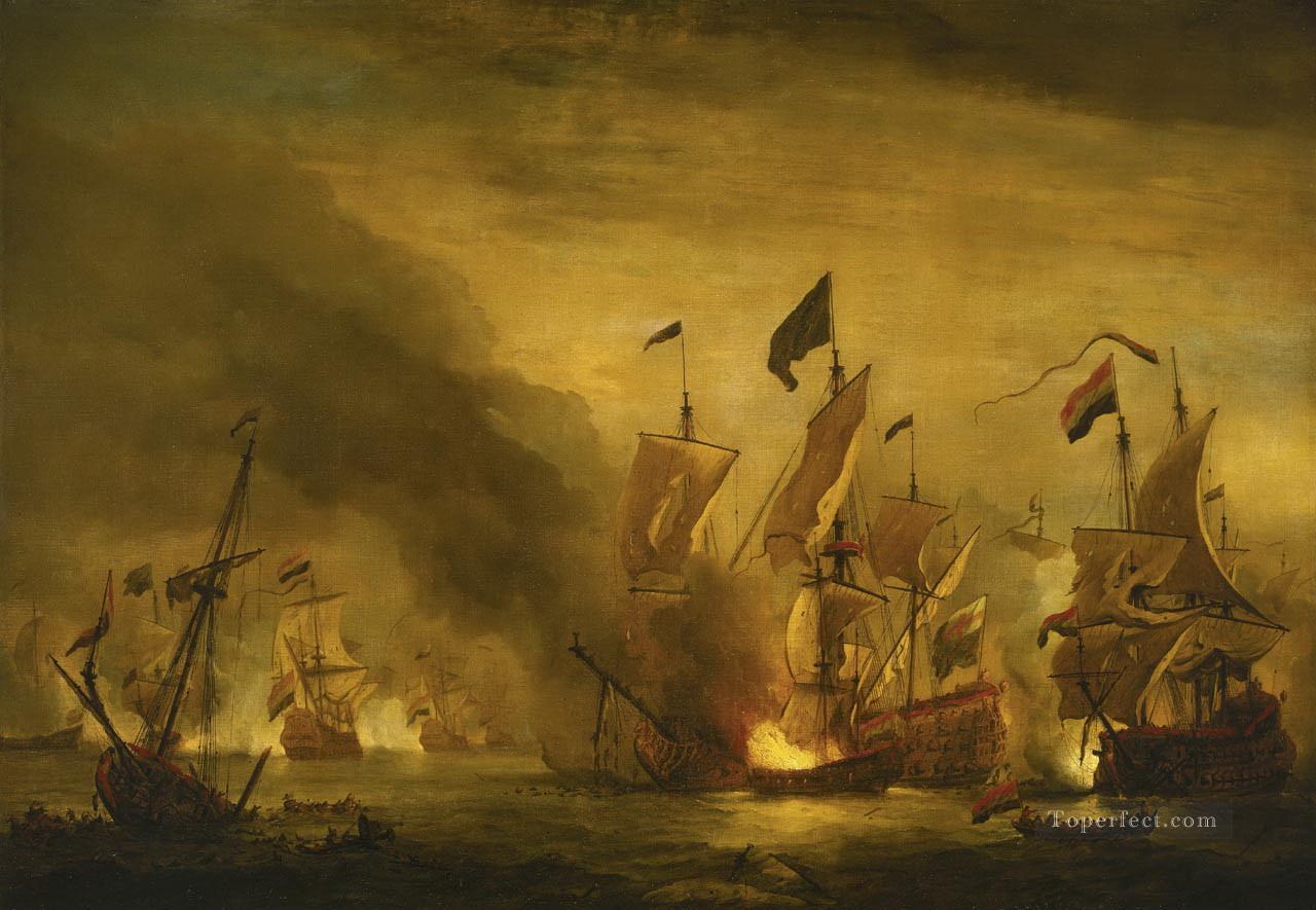 De Velde Battle Of Solebay Naval Battles Oil Paintings